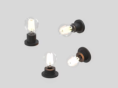 Decorative Light Bulbs With Black Base And Transparent Glass For Home Lighting Design 3d model