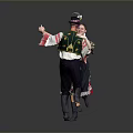 Woman Wearing Traditional Folk Costume Dancing With Partner In Cultural Event
