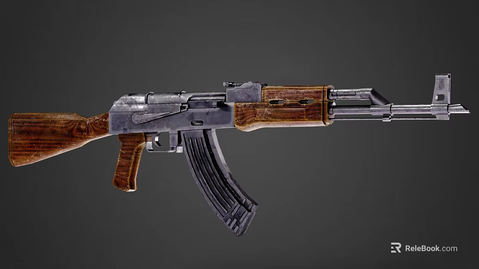 Classic AK Style Assault Rifle Featuring Wooden Stock Metal Magazine And Barrel 3d model 