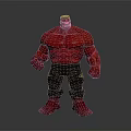 Red Muscular Game Movie Character With Strong Build And Black Pants