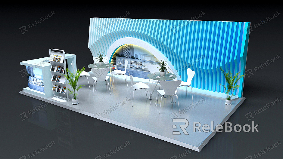 Modern Exhibition Lingjiao Lake Wanda Blue Gradient Technology Booth model