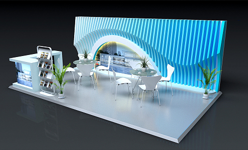 Modern Exhibition Lingjiao Lake Wanda Blue Gradient Technology Booth 3d model