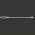 Fantasy Polearm Weapon With White Shaft Golden Accents And Red Gemstone Tip