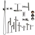 Modern Rose Gold Shower Faucet Set With Handheld And Rainfall Components