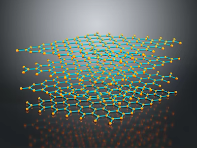 Blue And Yellow Nodes Molecular Grid Structure On Dark Background With Reflective Surface 3d model