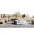 Modern sofa coffee table combination 3d model