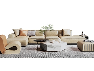 Modern sofa coffee table combination 3d model