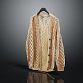 Light Brown Textured Knit Cardigan with Button Front and Classic Design 3d model
