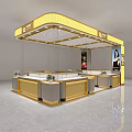 Luxury Jewelry Store Interior With Gold Display Counters And Brand Logo