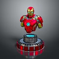 Detailed Iron Man Red And Gold Bust With Blue Glowing Ring Base And Gear Design