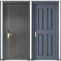 Stylish Swing Doors In Different Colors With Various Panel Designs And Handles 3d model