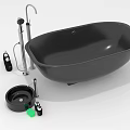 Black Modern Bathtub With Faucet Shower Head And Bath Accessories