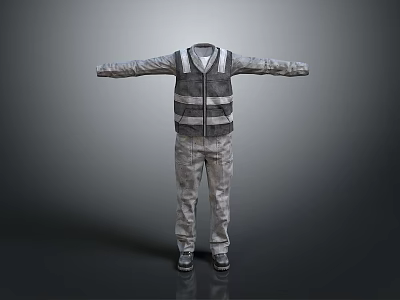 Durable Workwear Set With Reflective Vest And Cargo Pants For Daily Work Use 3d model