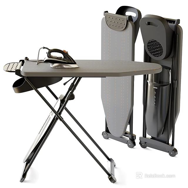 Functional Ironing Table with Foldable Stand Iron and Steam Press Station 3d model 