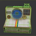 Vintage Polaroid Land Digital Instant Camera With Rainbow Stripe And Classic Lens Design