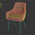 Modern Single Sofa Upholstered In Blush Fabric With Metal Legs And Armrests