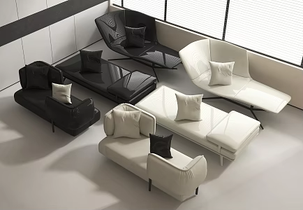Recliner armchair chaise longue lounge chair backrest chair shaped sofa chair 3d model
