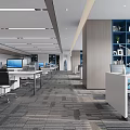 Modern Public Office Space Interior With Open Layout Office Desks Computers And Large Windows