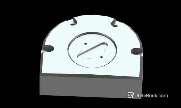 White Mechanical Part Featuring Semi Circular Top And Central Circular Structure 3d model 