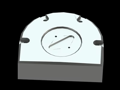 White Mechanical Part Featuring Semi Circular Top And Central Circular Structure 3d model