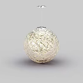 Modern Restaurant Interior Featuring Spherical Woven Pendant Light With Warm Illumination