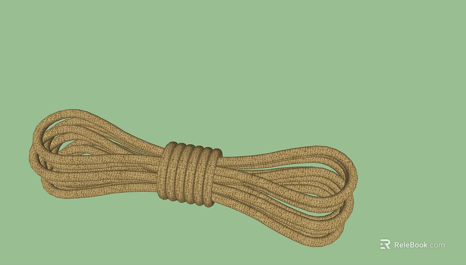 Brown Thick Rope Neatly Coiled On Light Green Background 3d model 