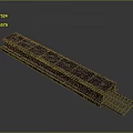 Garden Decorative Piece With Long Wooden Structure And Metal Grille For Path Decoration