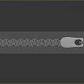 Gray Zipper With Serrated Teeth And White Slider On Gray Background