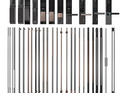 Collection Of Modern Door Handles In Various Styles And Finishes For Home Use 3d model