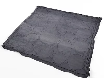 Dark Gray Square Rug With Circular Patterns Soft Texture For Living Room 3d model