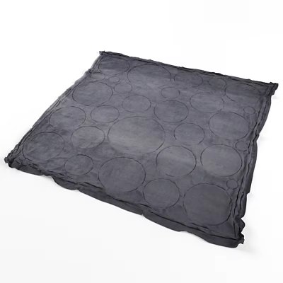 Dark Gray Square Rug With Circular Patterns Soft Texture For Living Room 3d model