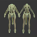 Two Futuristic Sci Fi Characters In Black Bodysuits With Leather Jackets And Green Accents