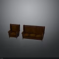Vintage Brown Leather Sofa And Armchair Furniture Set For Living Room