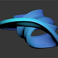 Blue Spiral Shaped Decorative Furniture Piece With Smooth Glossy Surface And Dark Background Reflection