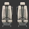 Furniture Seats In Beige Quilted Pattern With Seat Belts And Metal Base