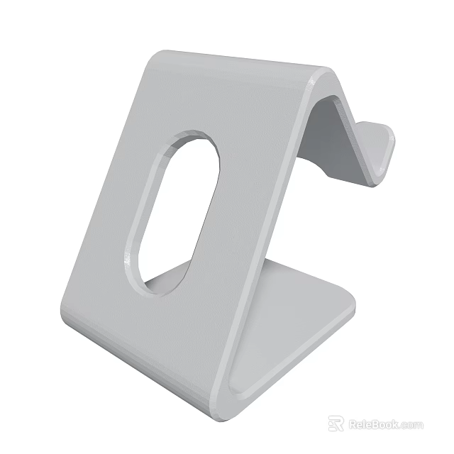 White Plastic Phone Stand With Oval Hole And Ergonomic Support Design For Desktop Stable Holding 3d model 