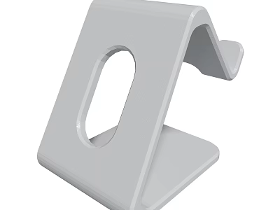 White Plastic Phone Stand With Oval Hole And Ergonomic Support Design For Desktop Stable Holding 3d model