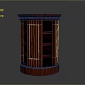 Mahogany Round Wooden Cabinet With Door And Multiple Shelves Home Furniture Design
