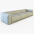 Light Colored Three Seater Sofa Modern Minimalist Upholstered Design With Clean Lines 3d model