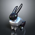 Game Movie Character Rabbit With Black Ears Silver Body Green Eyes Mechanical Design
