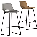 Light Gray And Tan Modern Bar Stools With Black Metal Legs