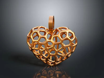 Unique Stylish Golden Heart Shaped Hollow Design Pendant Fashion Accessory 3d model