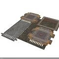Electronic Circuit Components Featuring Square Chips Complex Patterns Metal Grid And Textured Plate