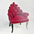 Elegant Red Tufted Accent Chair With Gold Trim Crocodile Texture And Dark Wooden Legs