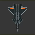 Modern Dark Green Fighter Jet Model with Yellow Markings Sharp Nose and Reflective Surface