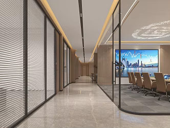 Office aisle 3d model