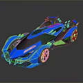 Blue Open Top Racing Car With Modern Sleek Body And Golden Wheels