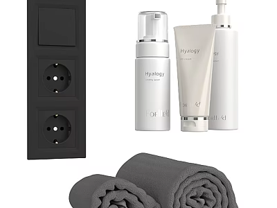 Hygiene Products And Grey Towels For Daily Use 3d model