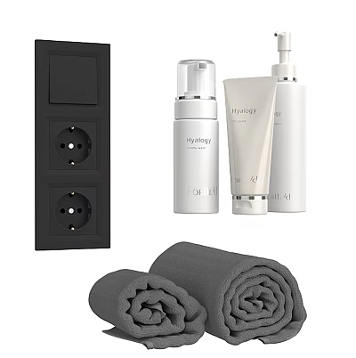 Hygiene Products And Grey Towels For Daily Use 3d model