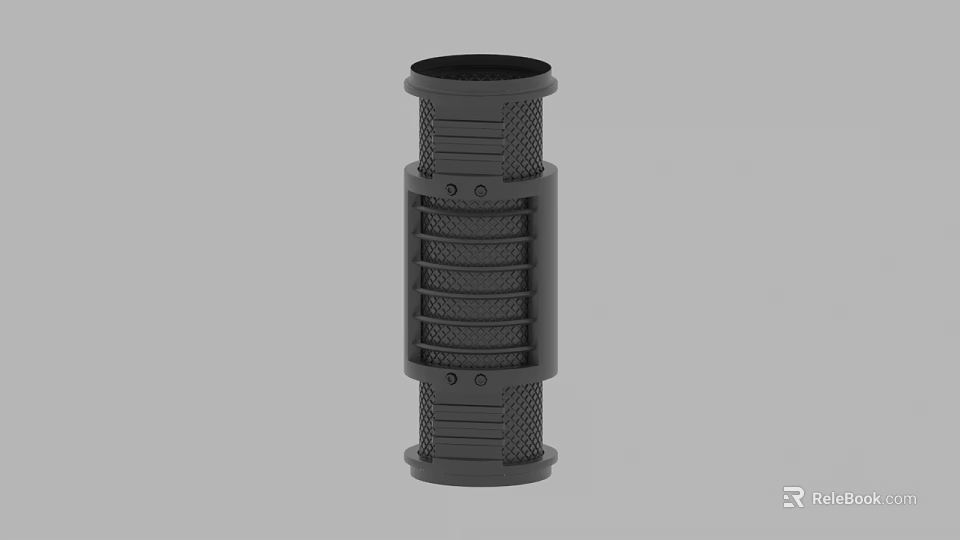Cylindrical Mechanical Part With Mesh Structure And Metallic Rings Design 3d model